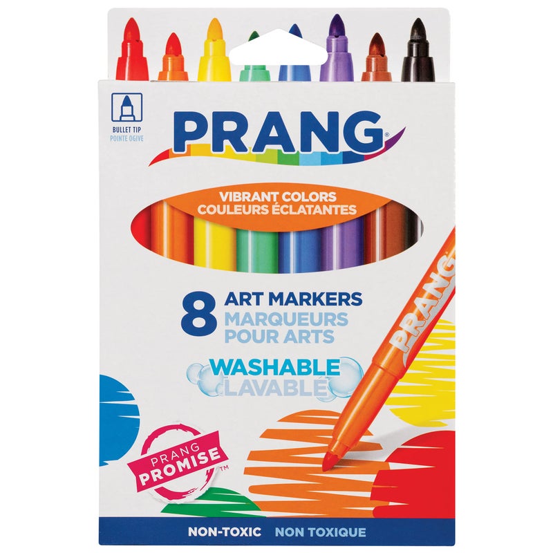 Prang Classic Art Markers, Washable, Bullet Tip, Assorted Colors, 8 Count - Image 1